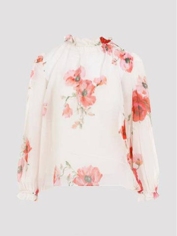 Blouse Shirt 1135TSS246 CREAM RED FLORAL - ZIMMERMANN - BALAAN 1