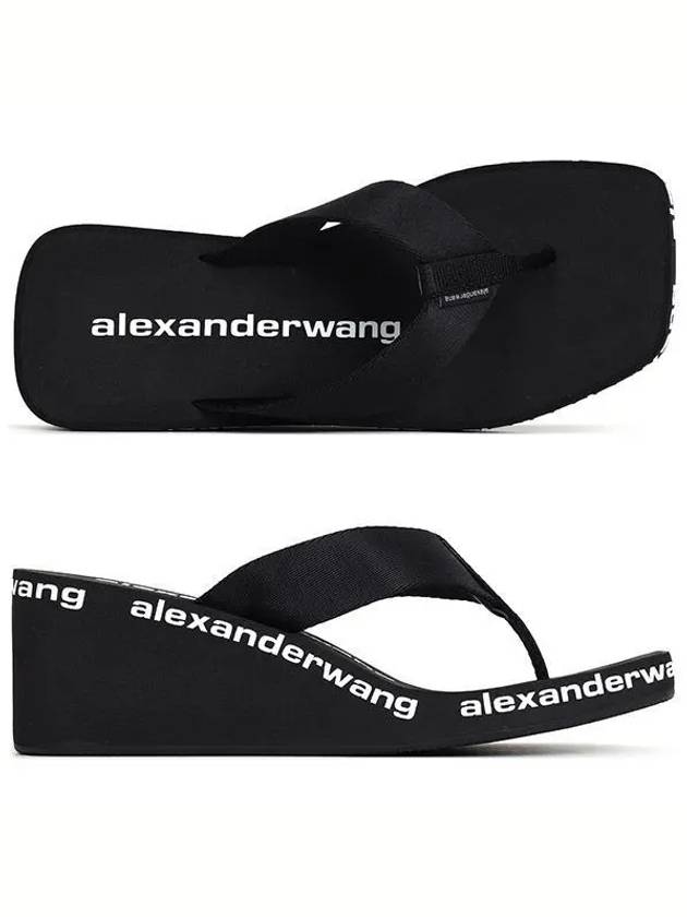 Logo Print Wedge Flip Flops Black - ALEXANDER WANG - BALAAN 2