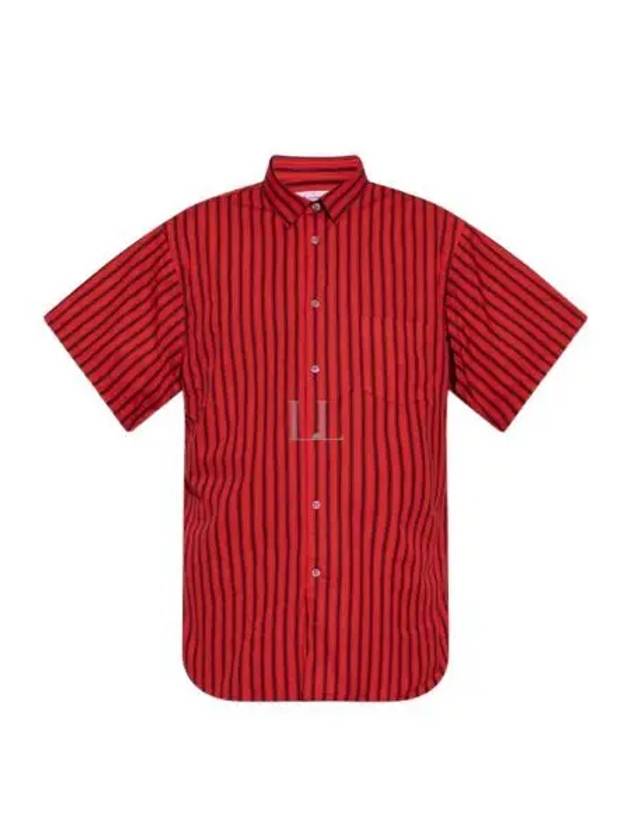 Striped Short Sleeve Shirt Black Red - COMME DES GARCONS - BALAAN 2