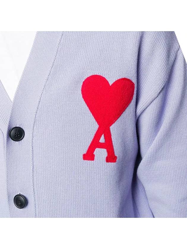 Men's Big Heart Logo Patch Overfit Cardigan Lilac - AMI - BALAAN 5