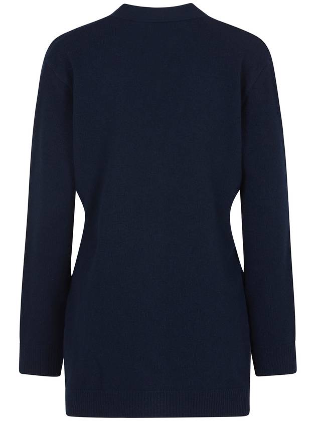 Logo Signature V Neck Cardigan Navy - VALENTINO - BALAAN 3