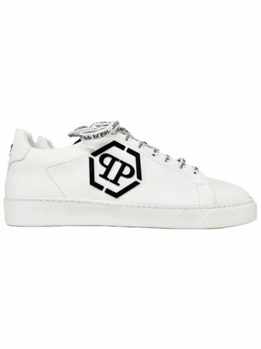 Logo Leather Low Top Sneakers White - PHILIPP PLEIN - BALAAN 1