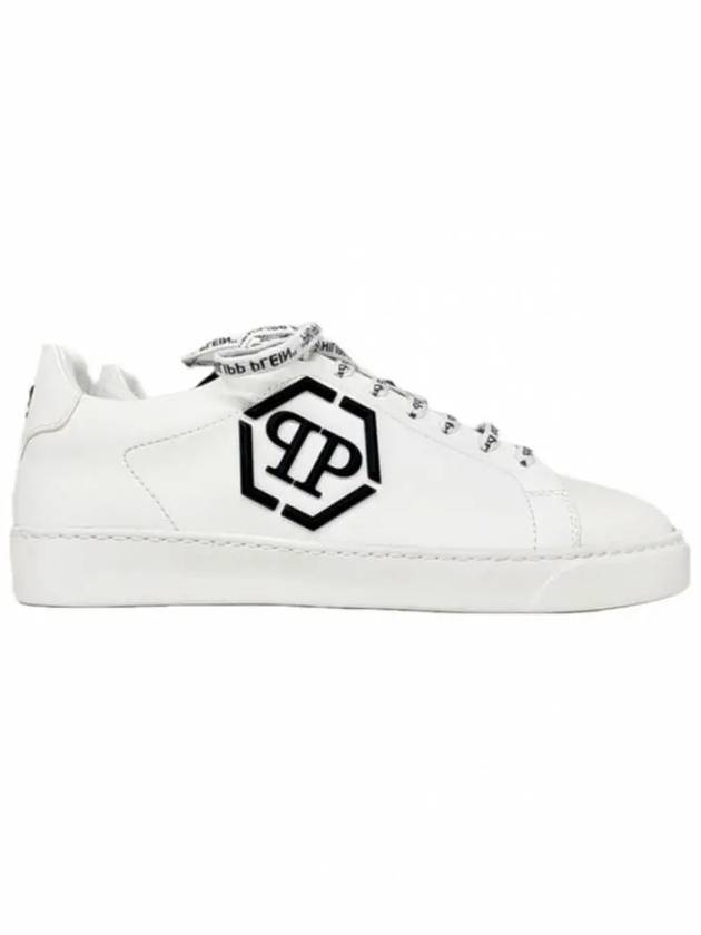 Logo Leather Low Top Sneakers White - PHILIPP PLEIN - BALAAN 2