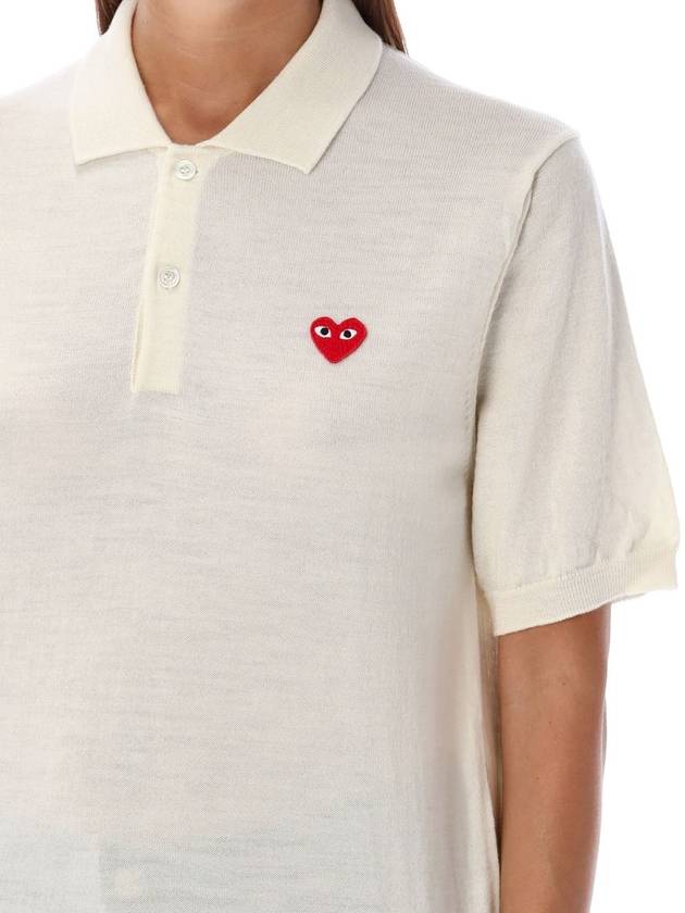 Comme Des Garçons Play Red Heart Knit Polo Shirt - COMME DES GARCONS PLAY - BALAAN 3