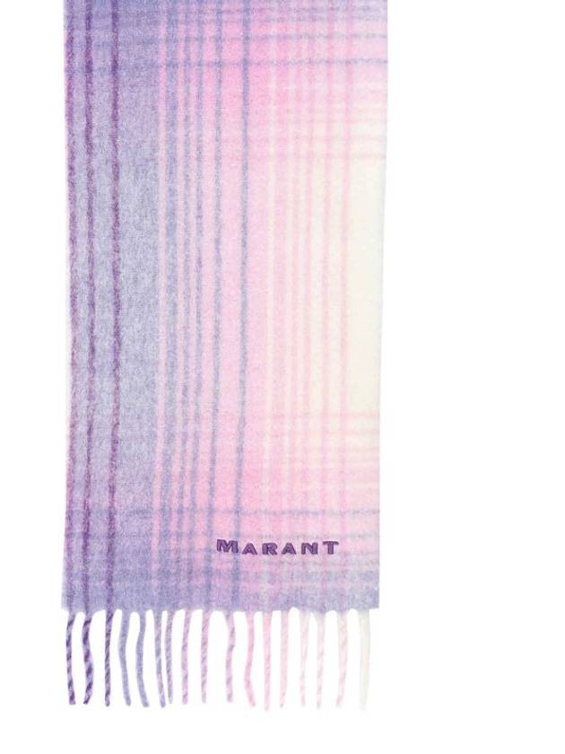 Firny Embroidery Logo Check Alpaca Muffler Lilac - ISABEL MARANT - BALAAN 3