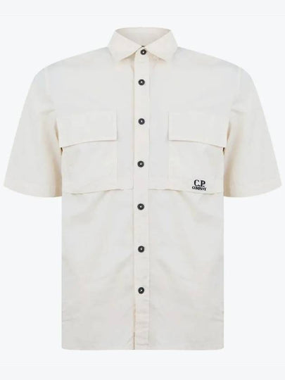 Cotton Rip-Stop Short Sleeve Shirt Beige - CP COMPANY - BALAAN 2