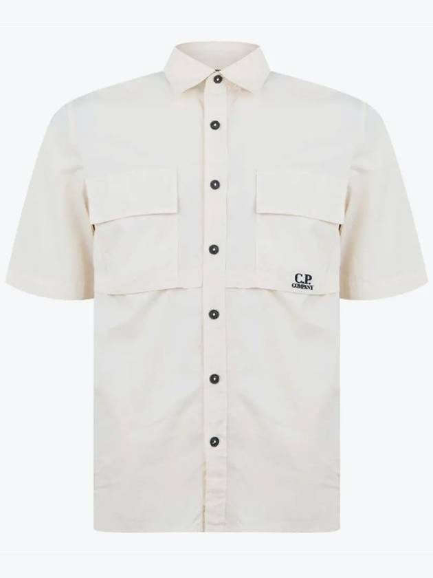 Cotton Rip-Stop Short Sleeve Shirt Beige - CP COMPANY - BALAAN 2