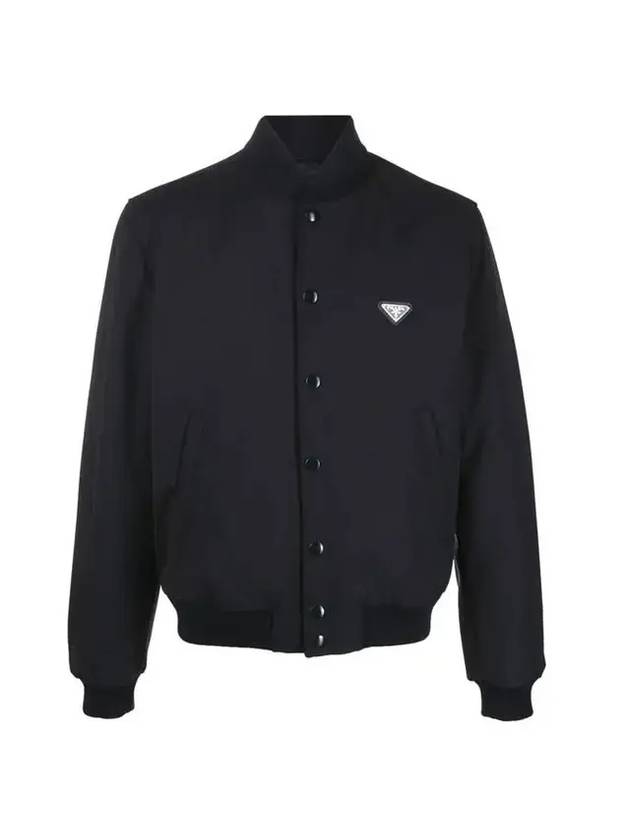 Triangle Logo Wool Bomber Jacket Black - PRADA - BALAAN 1