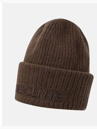 Logo Embroidered Bulky Beanie Brown SP423UKCO2 - DESCENTE - BALAAN 1