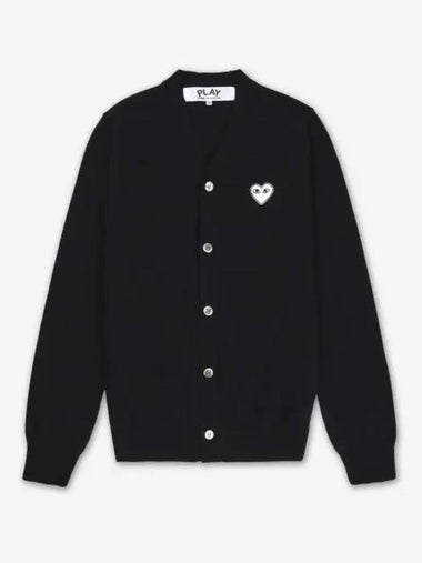 COMME DES GARCONS PLAY White Heart Wappen Logo Cardigan Black AZN0620511 - COMME DES GARCONS PLAY - BALAAN 1