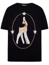 Women's Deer Wool Knit Short Sleeve T-Shirt Black - BURBERRY - BALAAN.