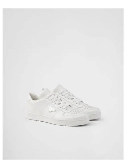 Downtown Triagle Logo Leather Low Top Sneakers White - PRADA - BALAAN 2