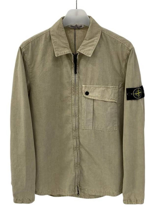 Old Treatment Garment Dyed Overshirt Jacket Beige - STONE ISLAND - BALAAN 2