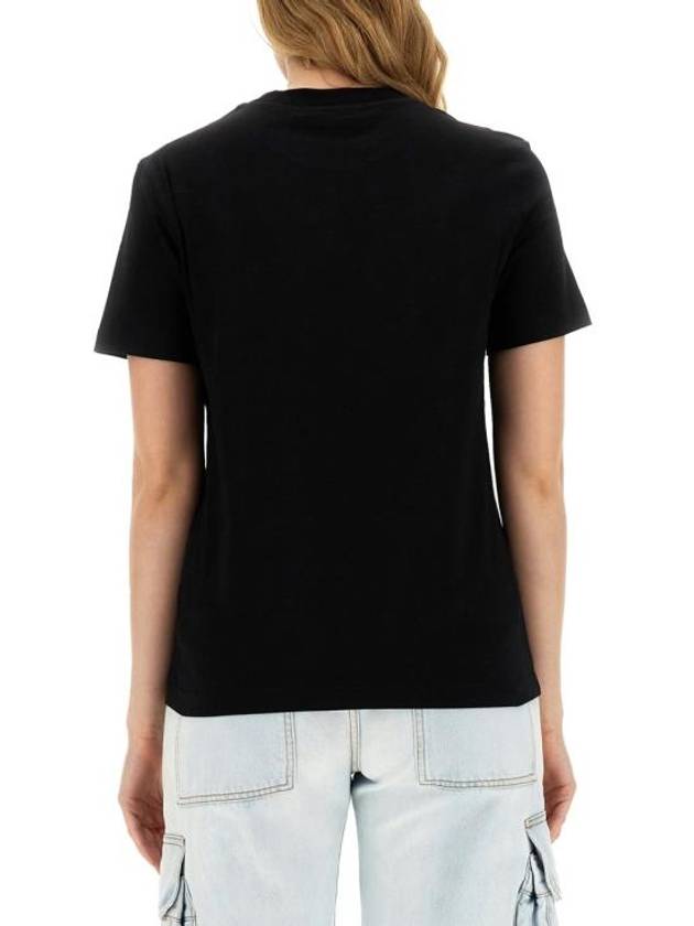 Brushed Logo Cotton Short Sleeve T-Shirt Black - MSGM - BALAAN 4