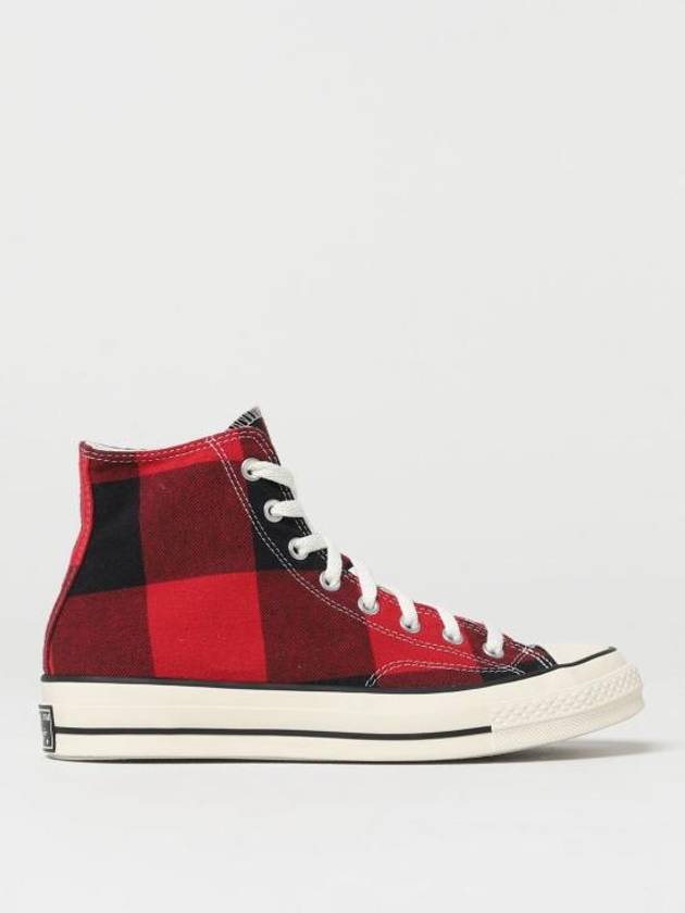 Chuck 70 Upcycled High Top Sneakers Black Red - CONVERSE - BALAAN 1