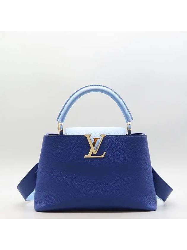 M22674 Blue Sky Color Taurillon Leather Capucine MM Top Handle Tote Bag Shoulder Strap 2WAY - LOUIS VUITTON - BALAAN 2