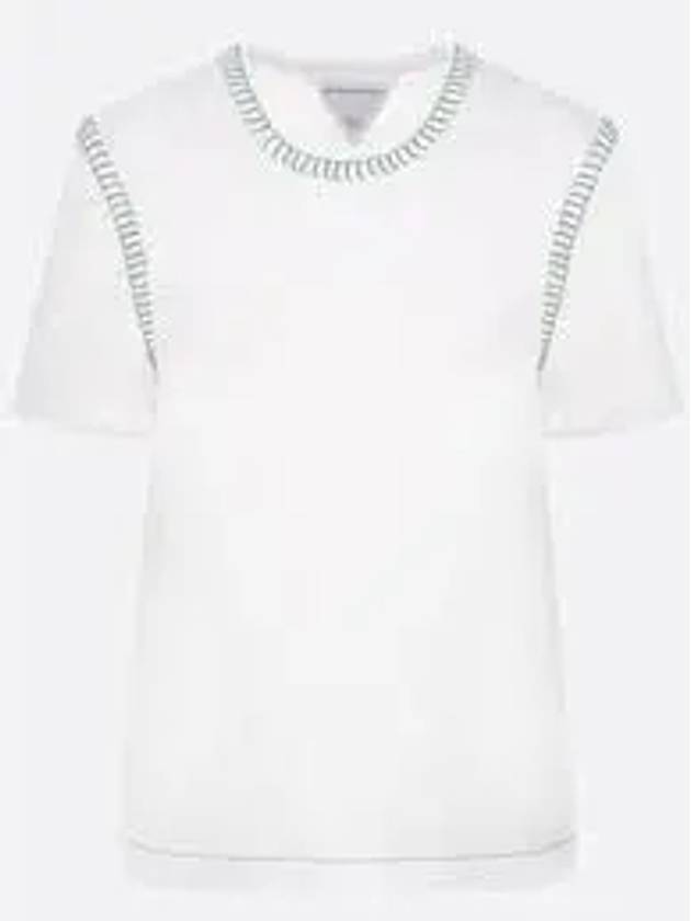 Overlock Stitch Jersey Short Sleeve T-Shirt White - BOTTEGA VENETA - BALAAN 2