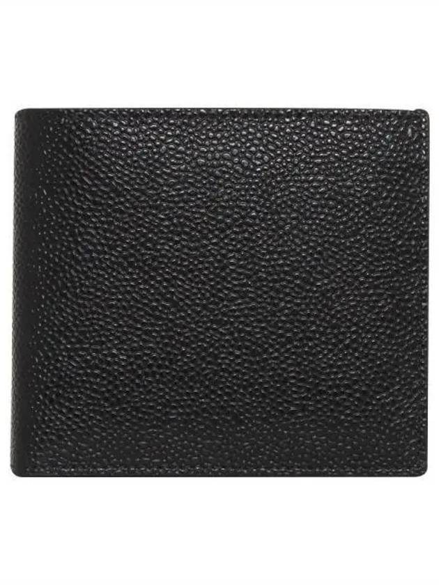 Pebble Grain Leather Half Wallet Black - THOM BROWNE - BALAAN 2