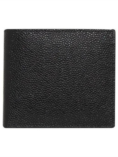 Pebble Grain Leather Half Wallet Black - THOM BROWNE - BALAAN 2