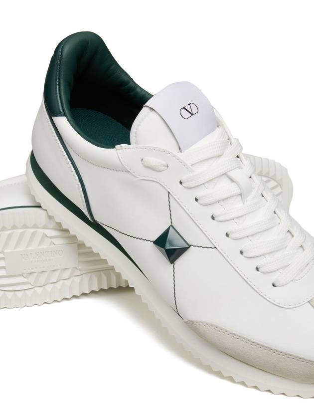 studded leather low-top sneakers green white - VALENTINO - BALAAN 4