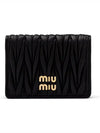 Matelasse Nappa Leather Card Wallet Black - MIU MIU - BALAAN 3