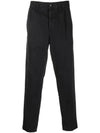 Tapered Fit Stretch Cotton Straight Pants Black - HUGO BOSS - BALAAN 1