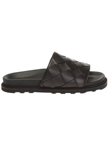 Maxi Intrecciato Slippers Black - BOTTEGA VENETA - BALAAN 1