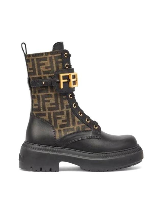Fendigraphy Leather Worker Boots black Brown - FENDI - BALAAN 1