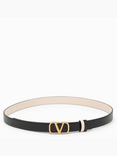 V Logo Signature Reversible Leather Belt Black - VALENTINO - BALAAN 2