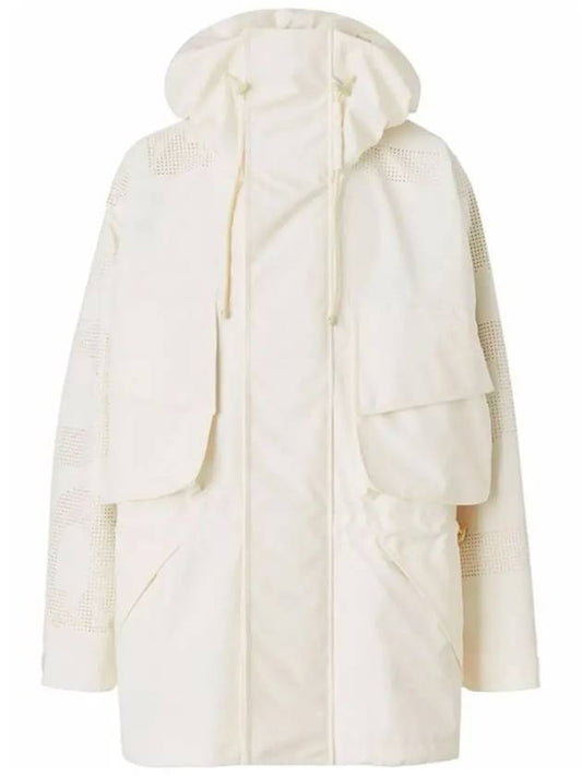 Men's Perforated Logo Technical Oversized Parka Ivory - BURBERRY - BALAAN 2