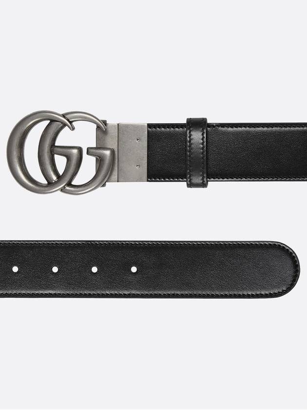 GG Marmont Reversible Leather Belt Black - GUCCI - BALAAN 4