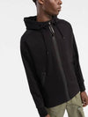 Diagonal Raise Fleece Goggle Hoodie Zip-Up Black - CP COMPANY - BALAAN.