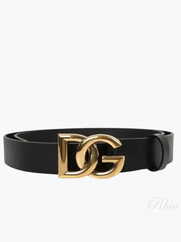 Logo Leather Belt Black Gold - DOLCE&GABBANA - BALAAN 2