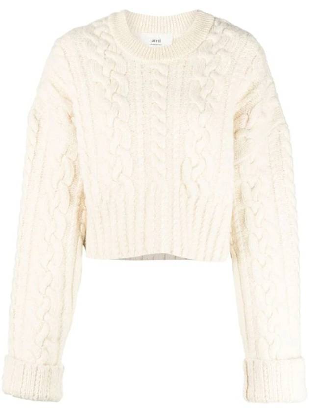 Cable Wool Knit Top Off-White - AMI - BALAAN 1