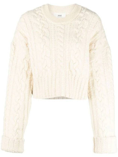 Cable Wool Knit Top Off-White - AMI - BALAAN 1