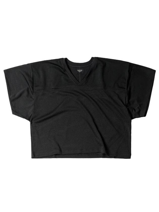 V-neck mesh football jersey short sleeve t-shirt black - FEAR OF GOD - BALAAN.