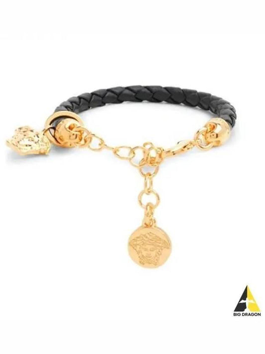 Women s Medusa Logo Leather Bracelet Black DG0G353 DMTN6 - VERSACE - BALAAN 1