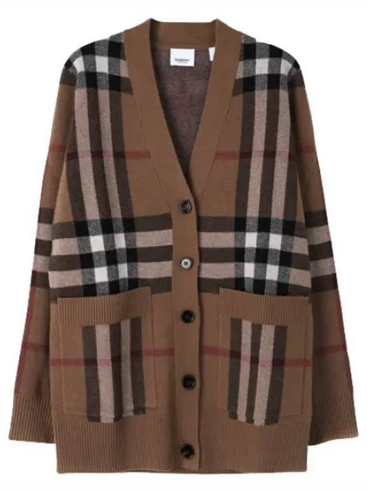 Check Wool Cashmere Jacquard Cardigan Women s - BURBERRY - BALAAN 1