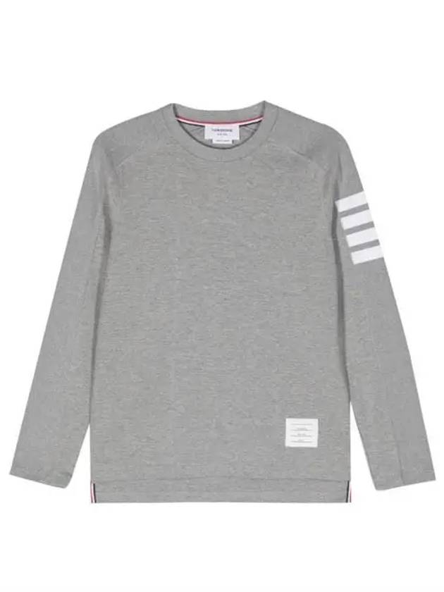 4-Bar Striped Cotton Long Sleeve T-Shirt Light Grey - THOM BROWNE - BALAAN 2