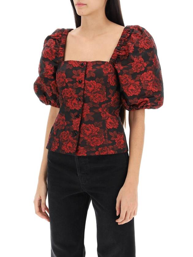 SS24 Botanical Jacquard Fit Blouse F8947 - GANNI - BALAAN 5