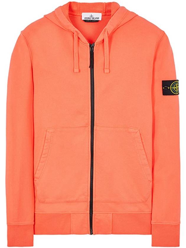 Men's Wappen Patch Fleece Zip Up Hoodie Orange - STONE ISLAND - BALAAN 2