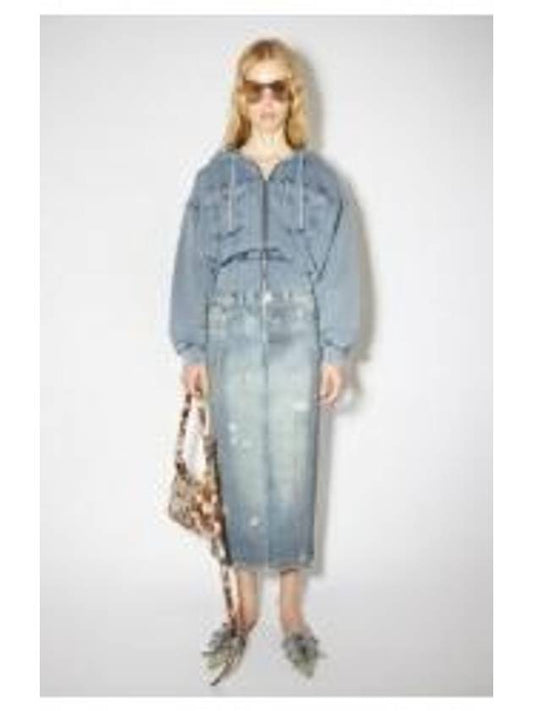 Print Rib Cotton Denim H-Line Skirt Blue - ACNE STUDIOS - BALAAN 1