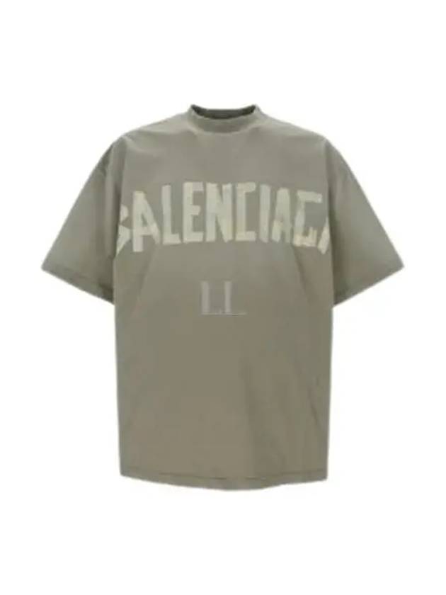 Tape Type Logo Medium Fit Short Sleeve T-Shirt Green - BALENCIAGA - BALAAN 2