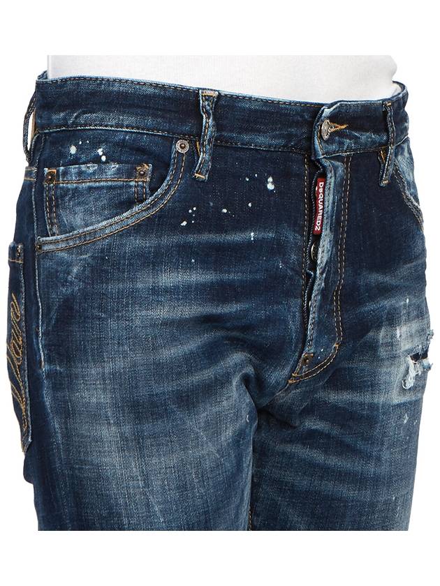 Logo Patch Denim Straight Jeans Dark Blue - DSQUARED2 - BALAAN 10