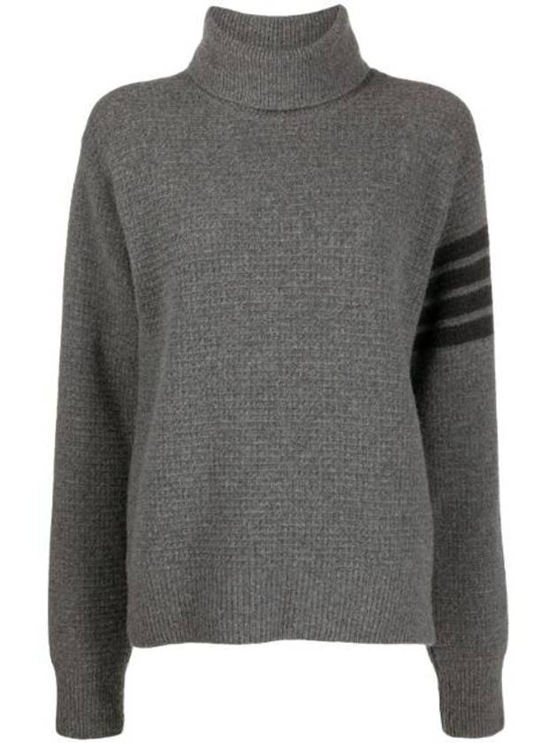 Overwashed Wool Cashmere Turtleneck Grey - THOM BROWNE - BALAAN 1