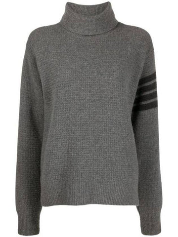 Overwashed Wool Cashmere Turtleneck Grey - THOM BROWNE - BALAAN 1