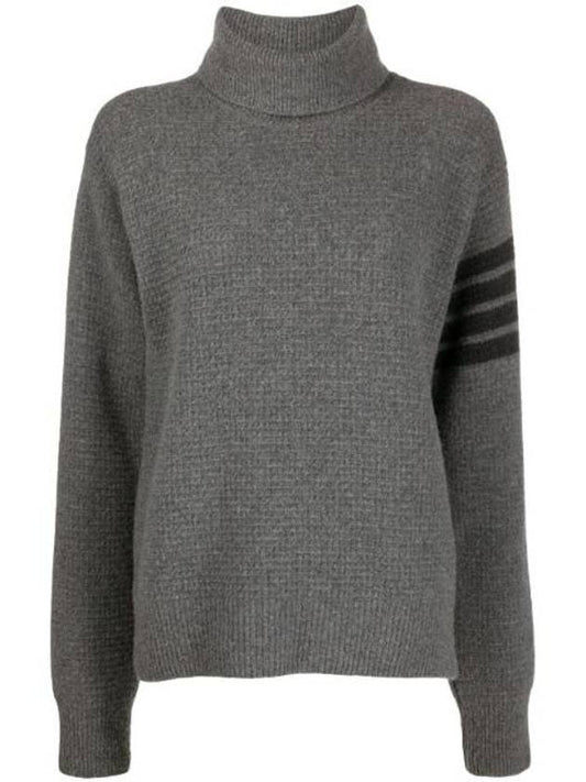 Overwashed Wool Cashmere Turtleneck Grey - THOM BROWNE - BALAAN 1