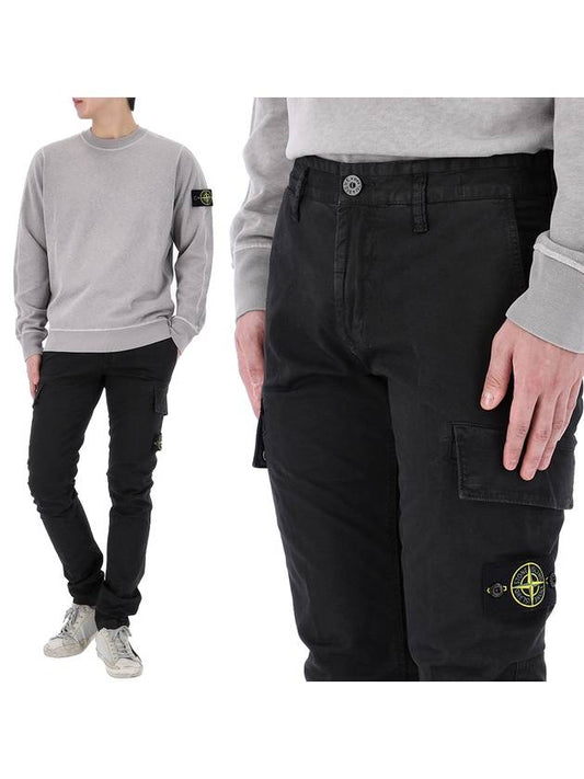 Old Treatment Organic Cotton Straight Pants Black - STONE ISLAND - BALAAN 2