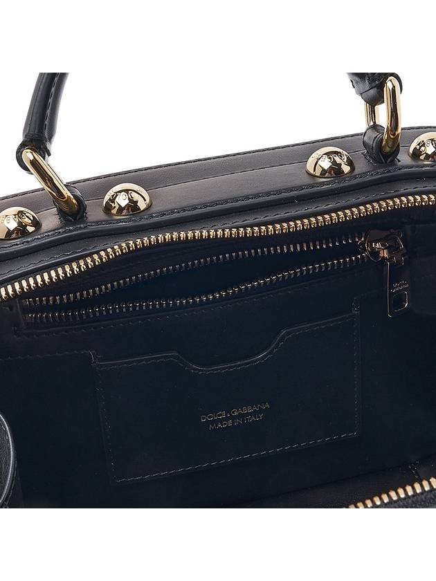 DG Logo Plaque Studded Shoulder Bag Black - DOLCE&GABBANA - BALAAN 11