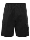 Cargo Bermuda Comfort Fit Cotton Shorts Black - STONE ISLAND - BALAAN 2